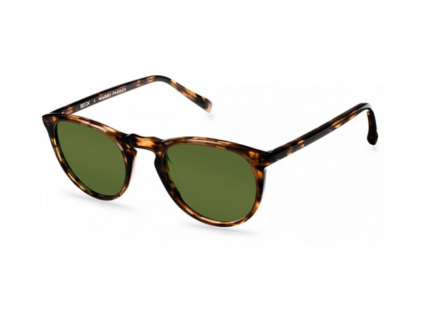 Солнцезащитные очки Warby Parker Beck. Черепаховая оправа с зелеными линзами